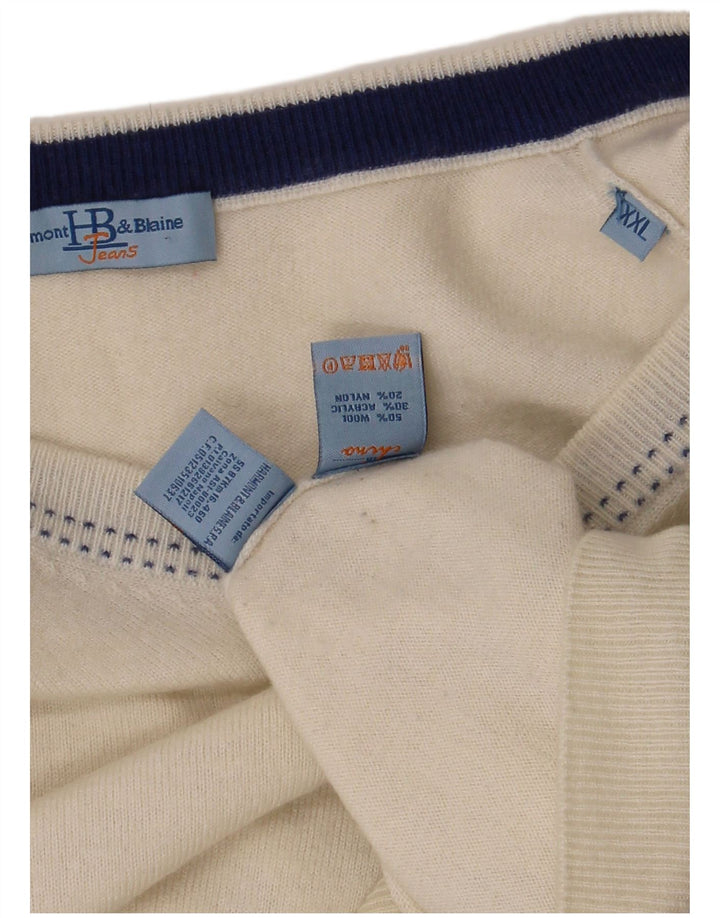 HARMONT & BLAINE Herren-Pullover mit V-Ausschnitt, 2XL, weiße Wolle