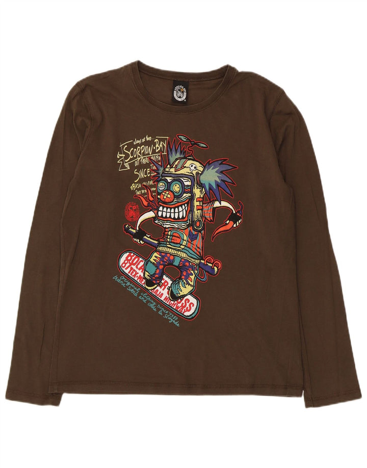 Scorpion Bay Jungen-Grafik-Top, langärmelig, 13–14 Jahre, 2XL, braune Baumwolle