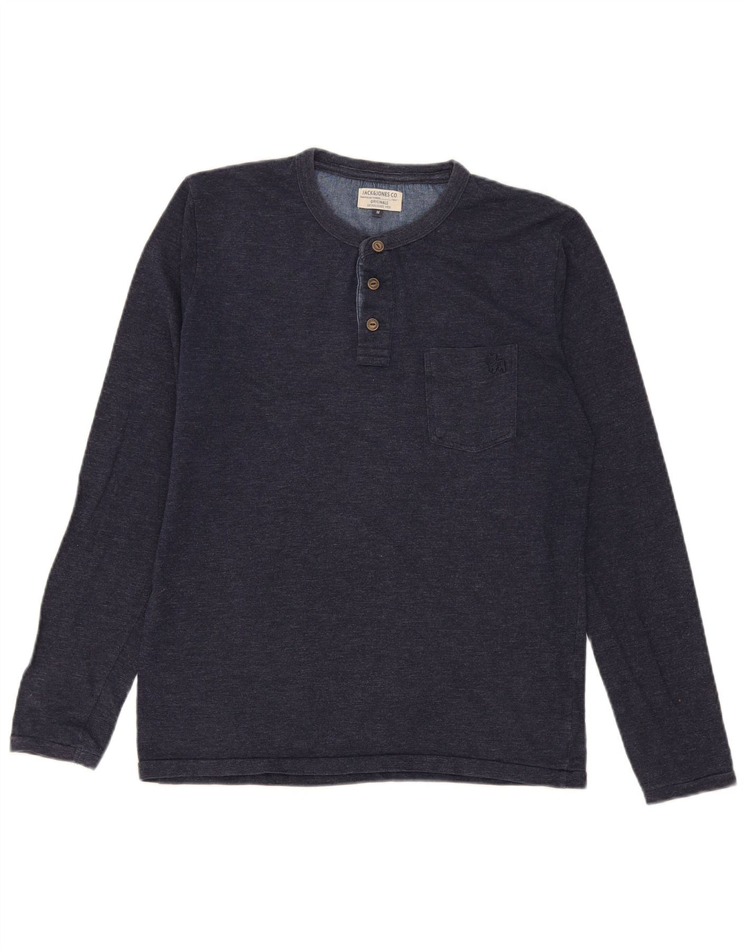 Jack & Jones Herren-Oberteil, langärmelig, mittelgroß, Marineblau meliert