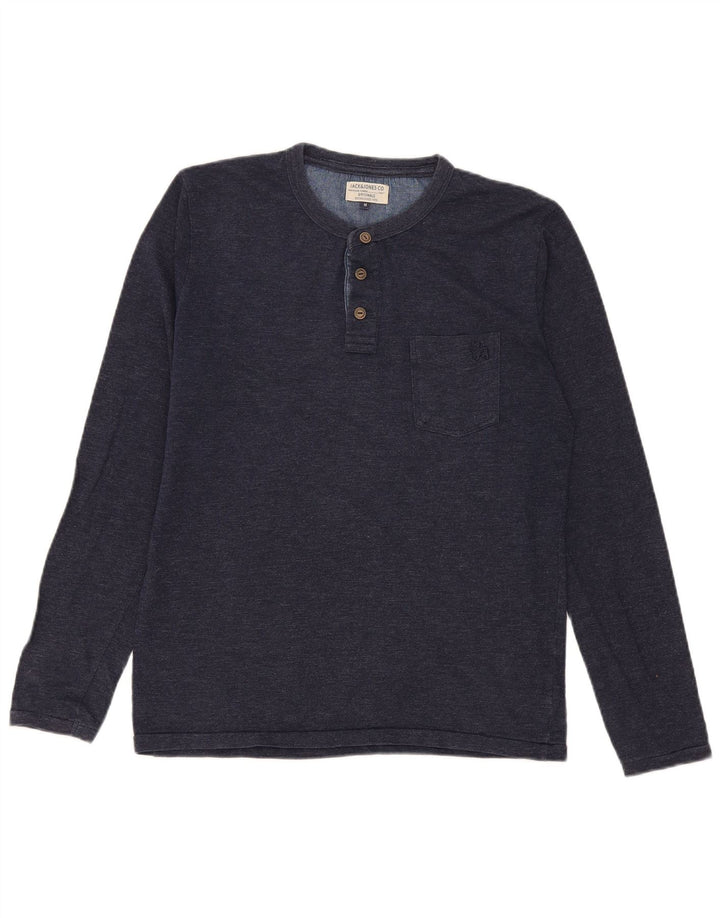Jack & Jones Herren-Oberteil, langärmelig, mittelgroß, Marineblau meliert