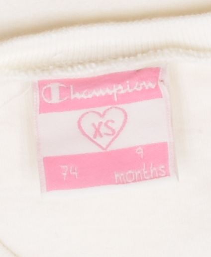 CHAMPION Girls Graphic Vest Top 6-9 Months White Cotton | Vintage | Thrift | Second-Hand | Used Clothing | Messina Hembry 