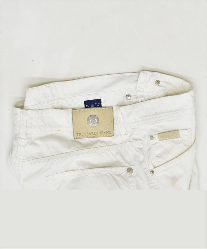 TRUSSARDI Womens Straight Casual Trousers W29 L32 White Cotton | Vintage | Thrift | Second-Hand | Used Clothing | Messina Hembry 