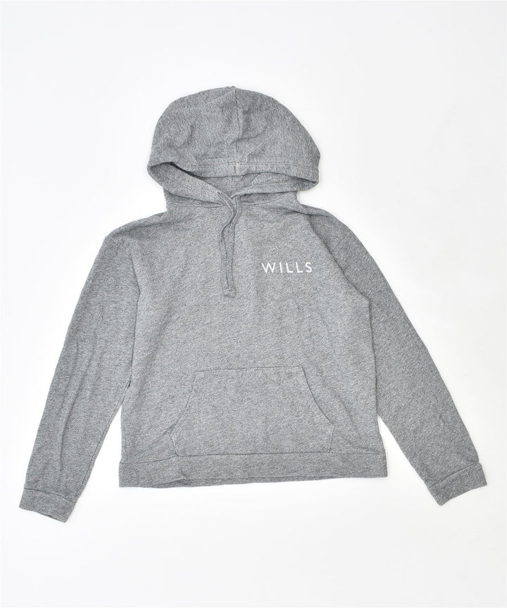 JACK WILLS Womens Hoodie Jumper UK 10 Small Grey Cotton | Vintage | Thrift | Second-Hand | Used Clothing | Messina Hembry 