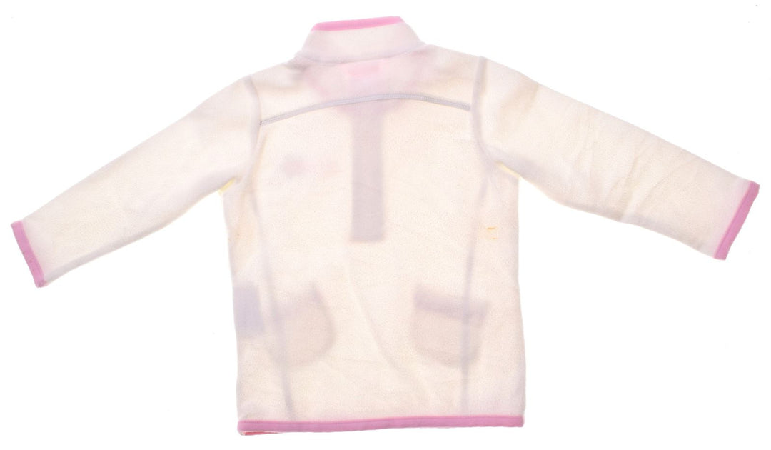 CHAMPION Girls Zip Neck Fleece Jumper 9-12 Months Small White Polyester - Second Hand & Vintage Designer Clothing - Messina Hembry