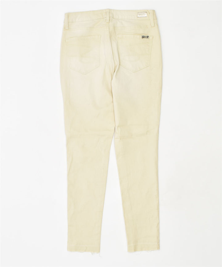SEVENTY Womens Skinny Casual Trousers US 8 Medium W31 L27 Off White Cotton | Vintage | Thrift | Second-Hand | Used Clothing | Messina Hembry 