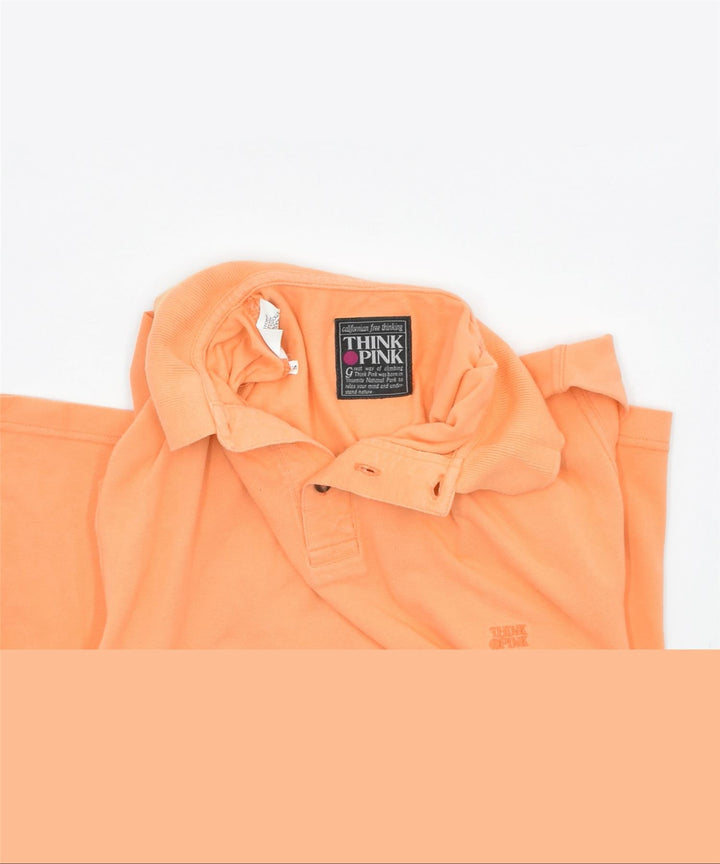 THINK PINK Mens Polo Shirt Small Orange Cotton | Vintage | Thrift | Second-Hand | Used Clothing | Messina Hembry 