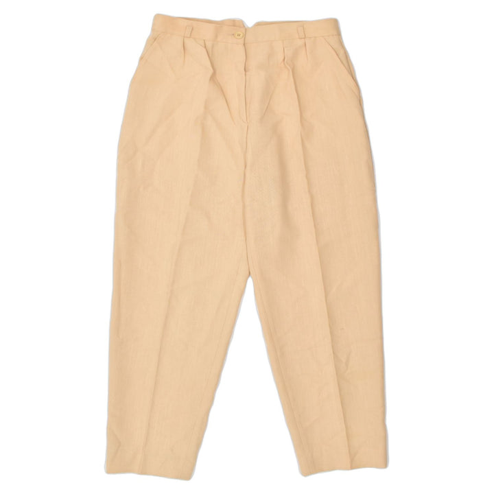 VINTAGE Womens Straight Casual Trousers IT 40 W26 L30 Khaki Polyester | Vintage | Thrift | Second-Hand | Used Clothing | Messina Hembry 