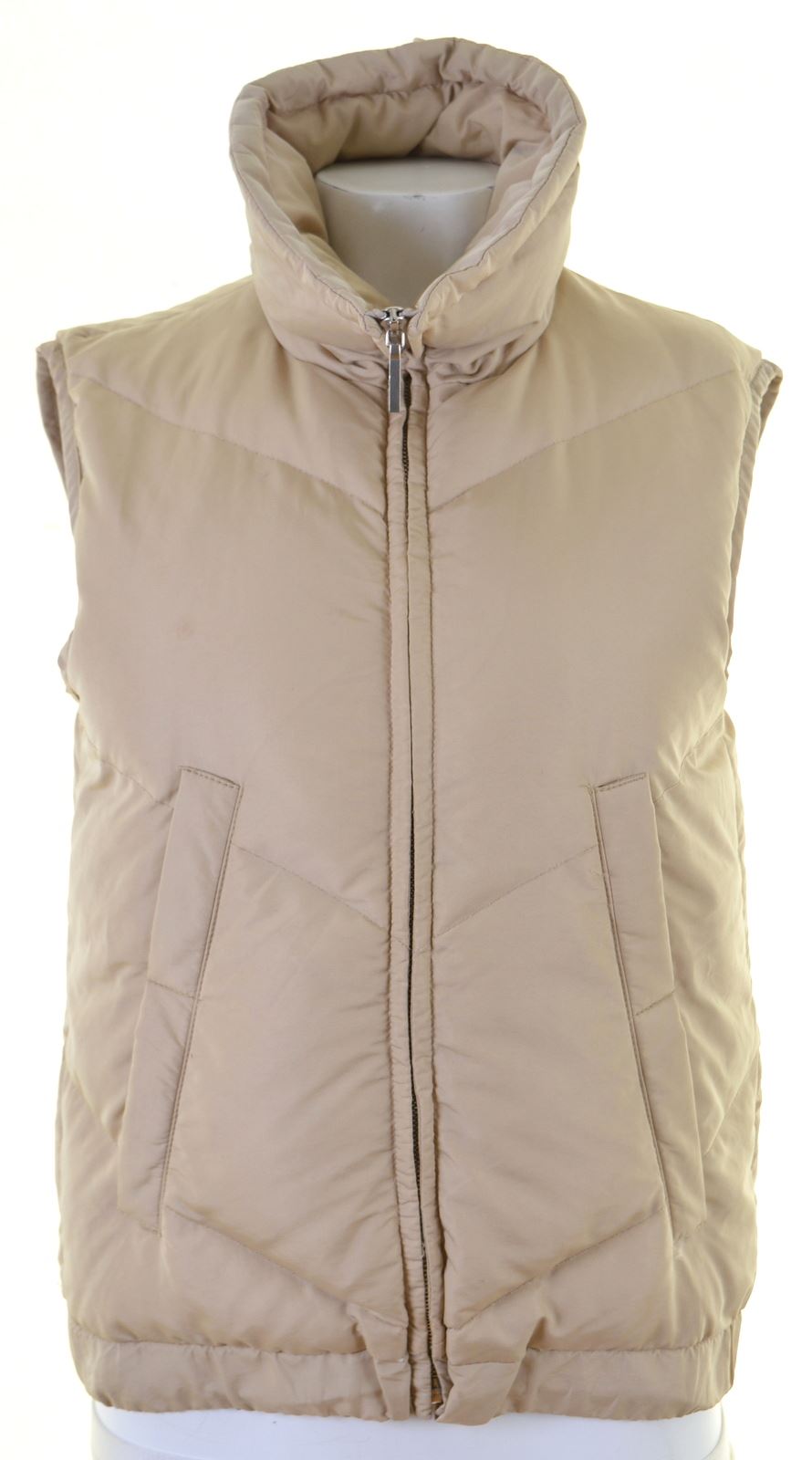 JOHN RICHMOND Womens Padded Gilet UK 8 Small Beige Nylon - Second Hand & Vintage Designer Clothing - Messina Hembry