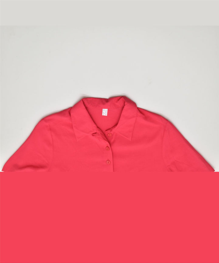 VINTAGE Womens Short Sleeve Shirt Blouse UK 14 Medium Pink Viscose | Vintage | Thrift | Second-Hand | Used Clothing | Messina Hembry 