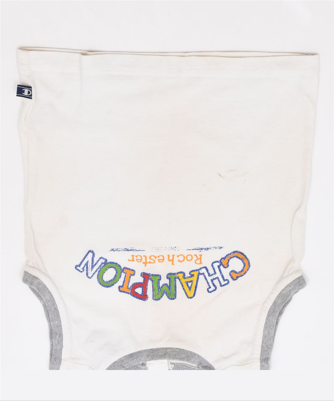 CHAMPION Boys Graphic Vest Top 9-12 Months Small White Cotton | Vintage | Thrift | Second-Hand | Used Clothing | Messina Hembry 