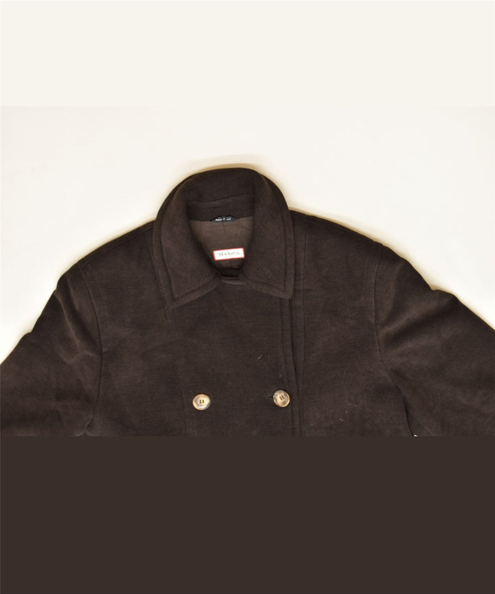 MAX & CO. Womens Oversized Pea Coat UK 6 XS Brown Viscose | Vintage | Thrift | Second-Hand | Used Clothing | Messina Hembry 