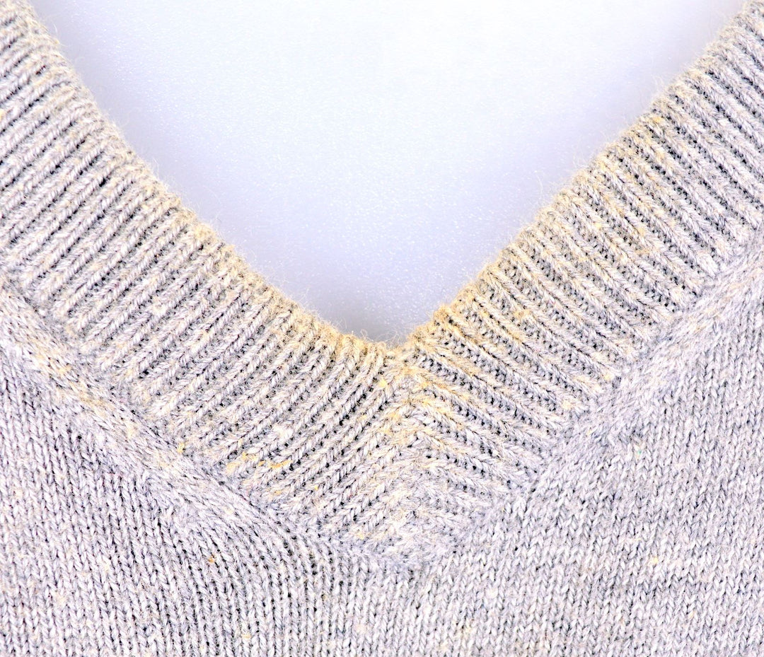 TOMMY HILFIGER Mens V-Neck Jumper See Through XS Grey Cotton - Second Hand & Vintage Designer Clothing - Messina Hembry