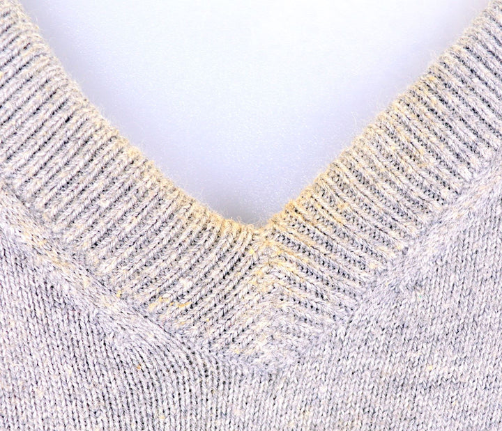 TOMMY HILFIGER Mens V-Neck Jumper See Through XS Grey Cotton - Second Hand & Vintage Designer Clothing - Messina Hembry